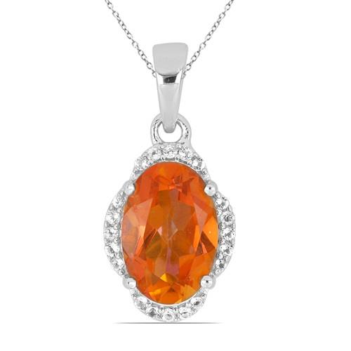  BUY STERLING SILVER PADPARADSCHA QUARTZ  BIG STONE PENDANT